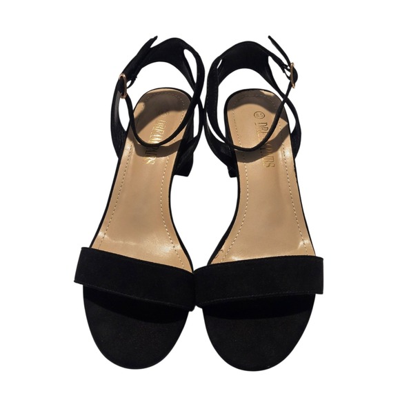 Dream Pairs Shoes - Dream Pairs Womens Black Faux Suede Block Heel Ankle Strap Heels Size 8.5